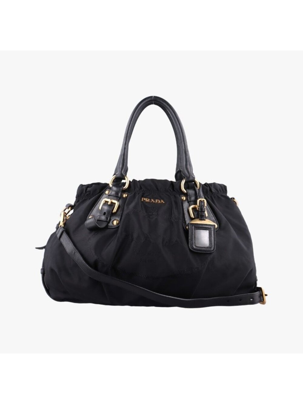 Prada Gaufre Black Nylon Shoulder Bag